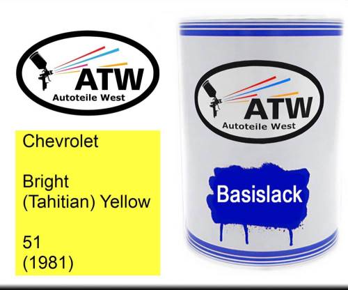 Chevrolet, Bright (Tahitian) Yellow, 51 (1981): 500ml Lackdose, von ATW Autoteile West.